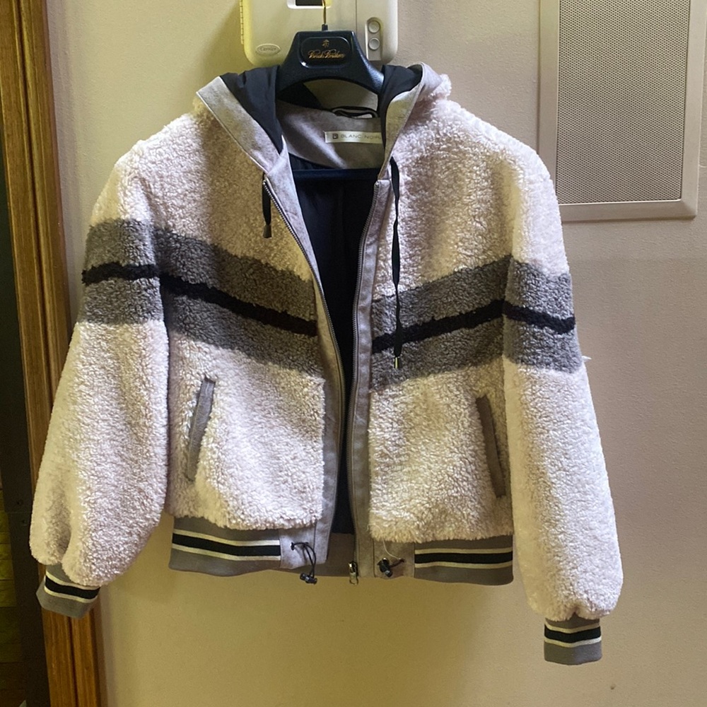 New Blanc Noir teddy bomber jacket coat size S
